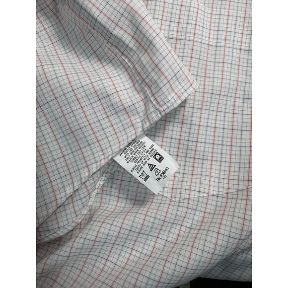 Eagle Shirtmakers Button Down Shirt Plaid White Blue Red Long Sleeve Sz 17 32/33 - Picture 4 of 5